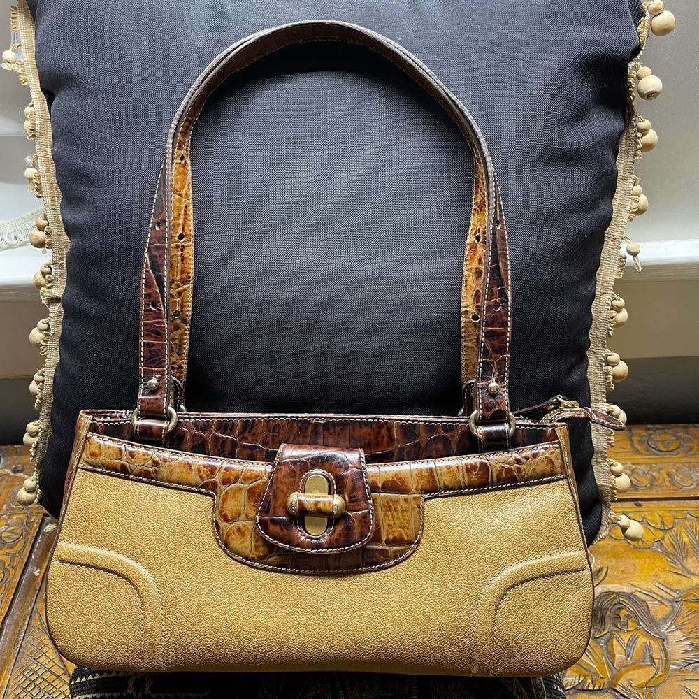 Brahmin 25thAnniversary Croc Purse Tan Brown Gold